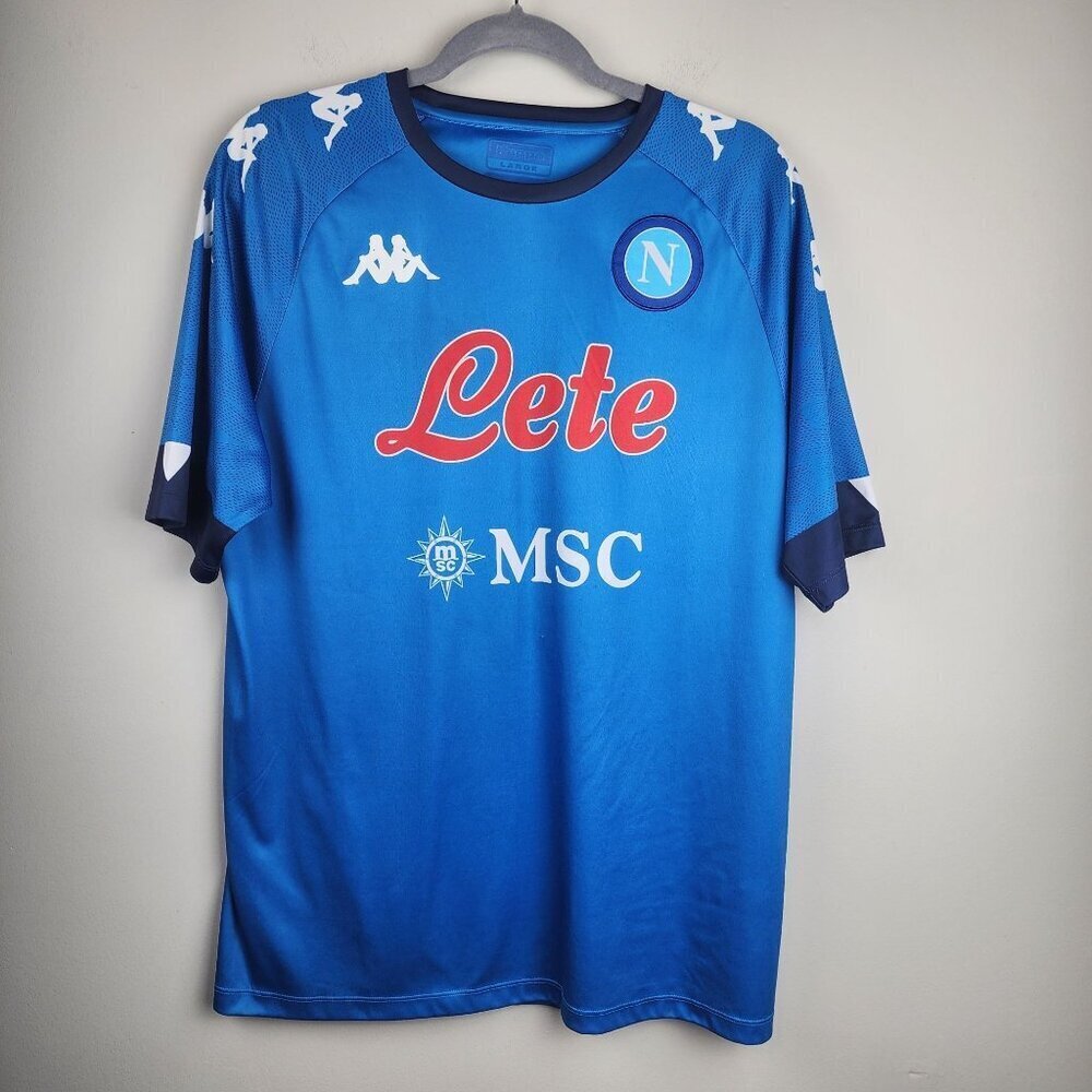 Kappa Napoli Royal Blue Football Shirt with White and Red Accents